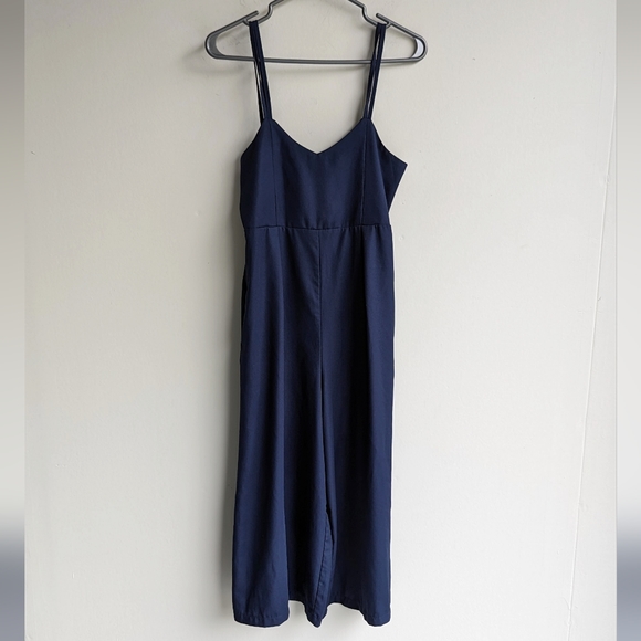 Yaya & Co. Navy Blue wide leg sleeveless jumpsuit - Picture 1 of 6